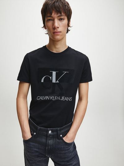 Calvin Klein Ruhák HU562849 | Calvin Klein Slim Logo Férfi Póló Fekete